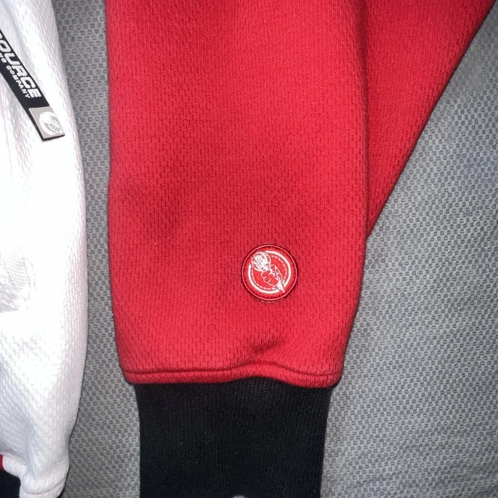 The Source Clothing Co. Jacket Jersey Knit Red Black VTG Rare Hip Hop Sz XL